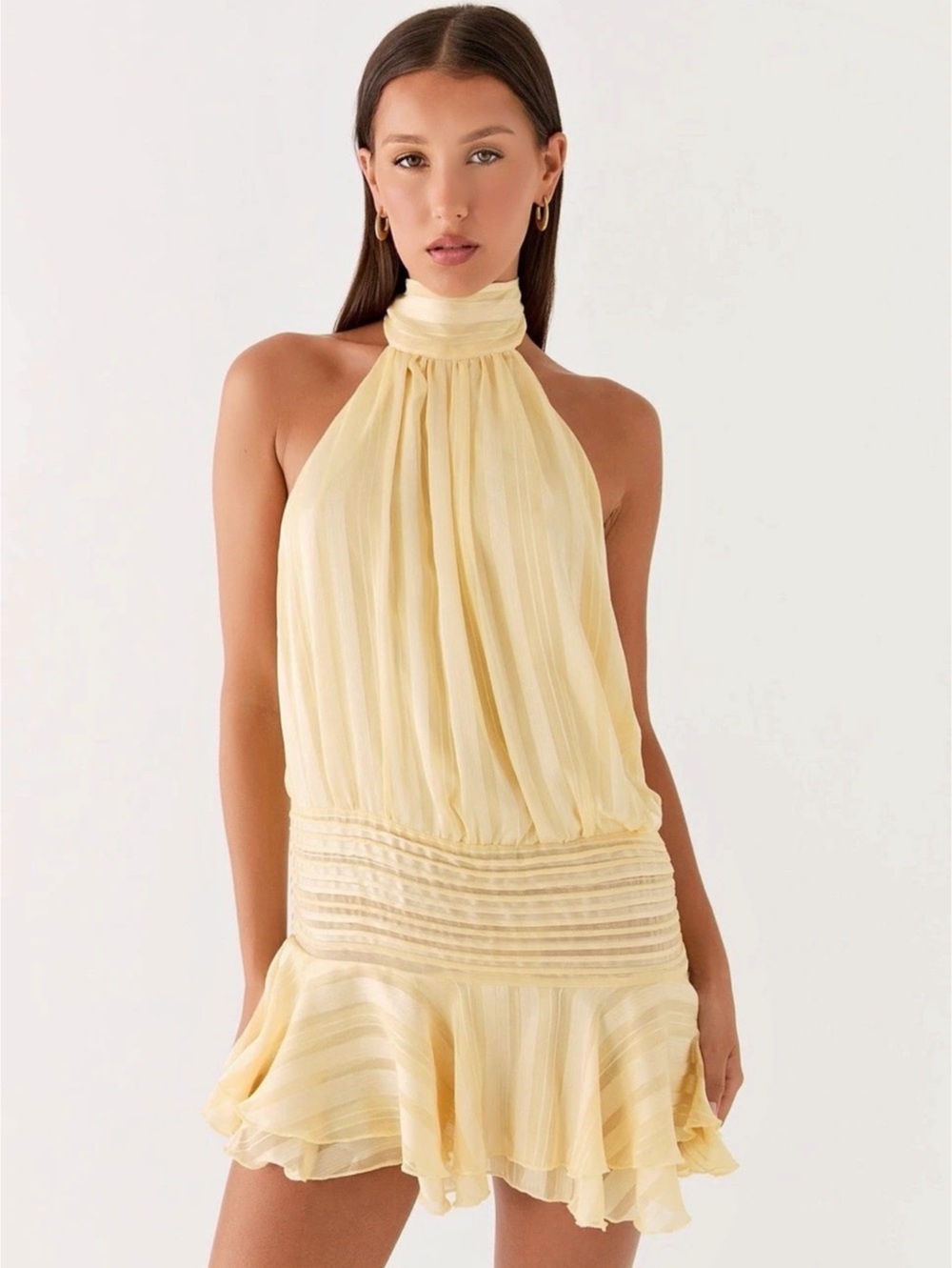 Peppermayo Yellow Halter Mini Dress Like New